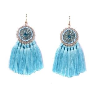 NWT!!! Rivertree Tassel Earrings Aquamarine